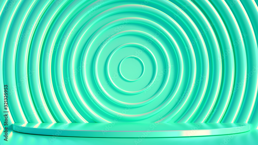 Fototapeta premium Elegant metal background with pedestal, podium and studio. 3d illustration, 3d rendering.