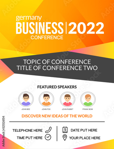 Business conference simple template invitation. Geometric magazine conference or poster business meeting design banner