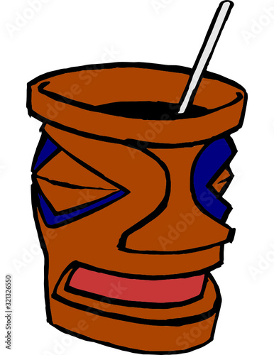 Tiki Mug with Straw