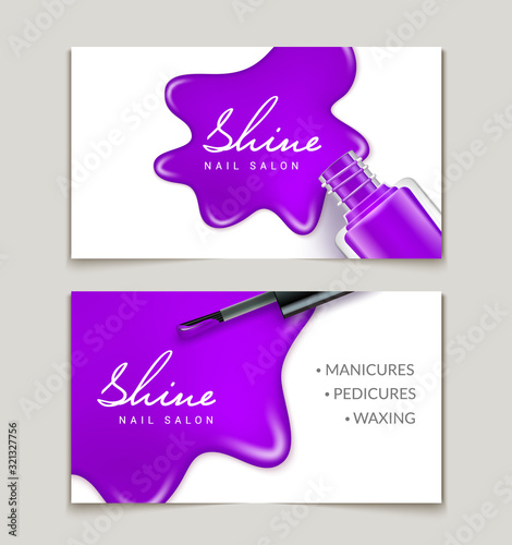 Nail polish makeup card template design. Manicure beauty business card background