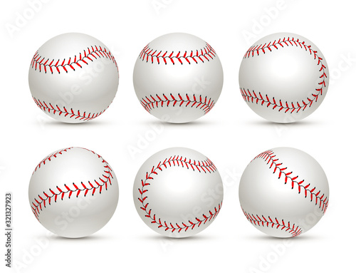 Baseball ball isolated white icon. Softball set vector base ball equipment illustration