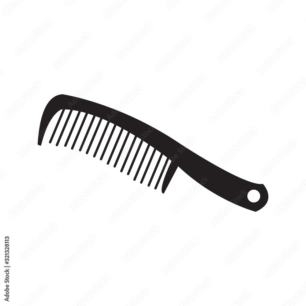 A plastic comb for styling and combing hair flat vector icon A plastic comb for styling and combing hair flat vector icon
