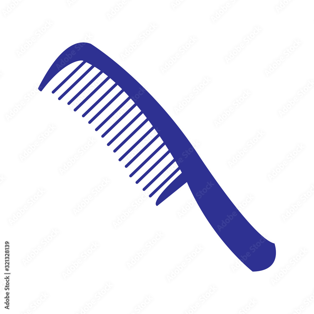 A plastic comb for styling and combing hair flat vector icon A plastic comb for styling and combing hair flat vector icon
