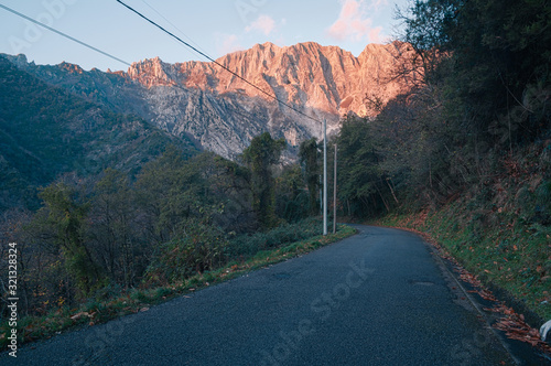 Canvas Print Mountain's road leds  to altissimo  mountain,famous for its marble used for his sculptures by michelangelo