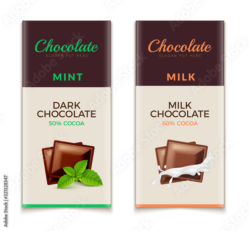 Chocolate bar packaging template design. Chocolate branding product pattern. Vector luxury design package