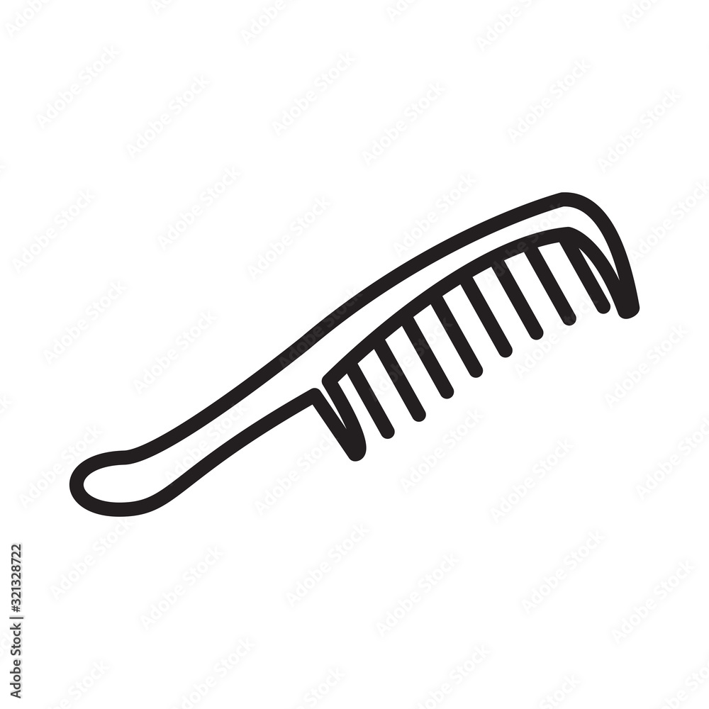 A plastic comb for styling and combing hair flat vector icon A plastic comb for styling and combing hair flat vector icon
