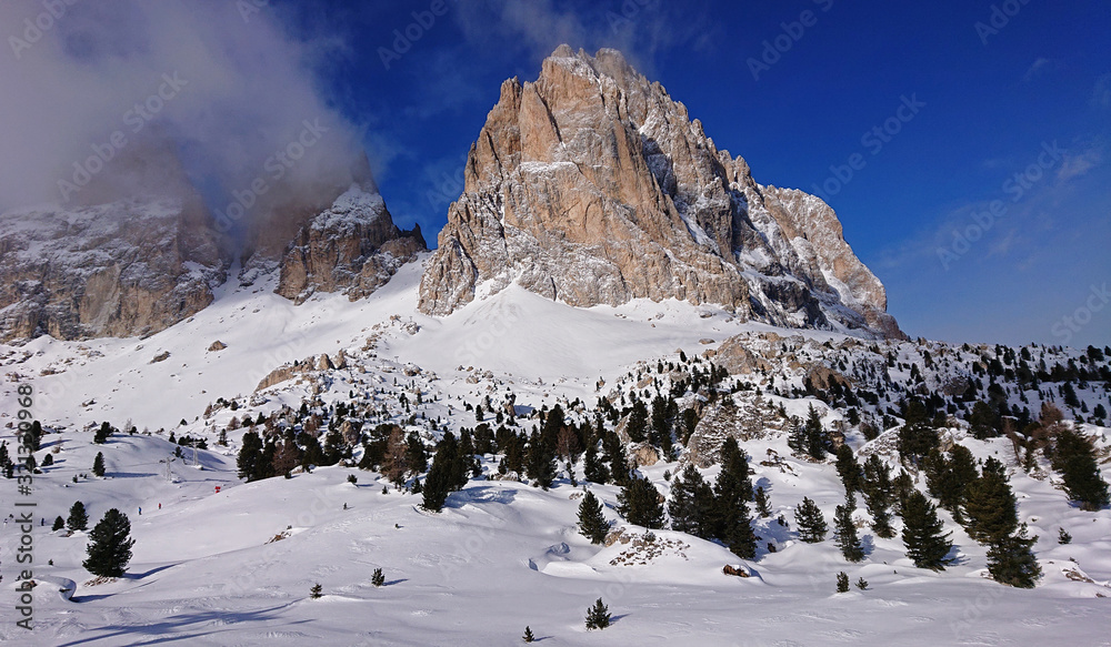 Lavaredo mountains in the winter in South Tirol, Italy
