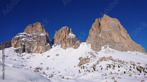 Lavaredo mountains in the Dolomites skiing area in South Tirol, Italy