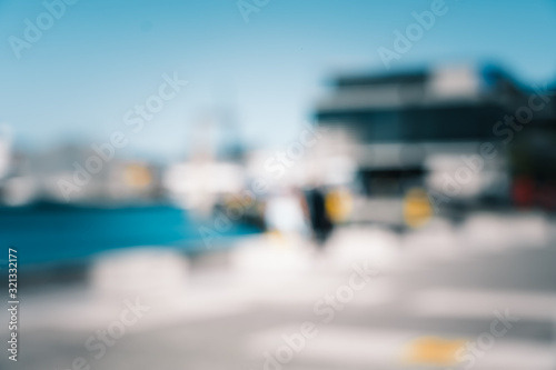 Blur image of Wellington City waterfront view in the capital of New Zealand