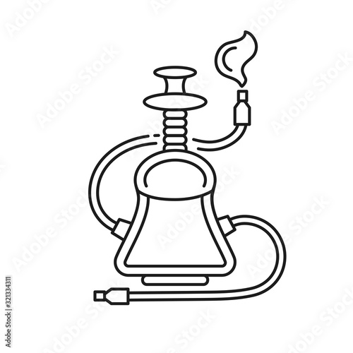 Hookah Vector Logo, Icon, Symbol, Emblem, Sign. Decorative Graphic Design Element For Hookah, Bar. Illustration