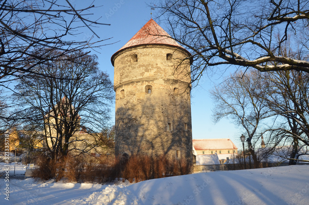 Medieval Tower Kiek-in-de-Kok In Park On Hill Toompea