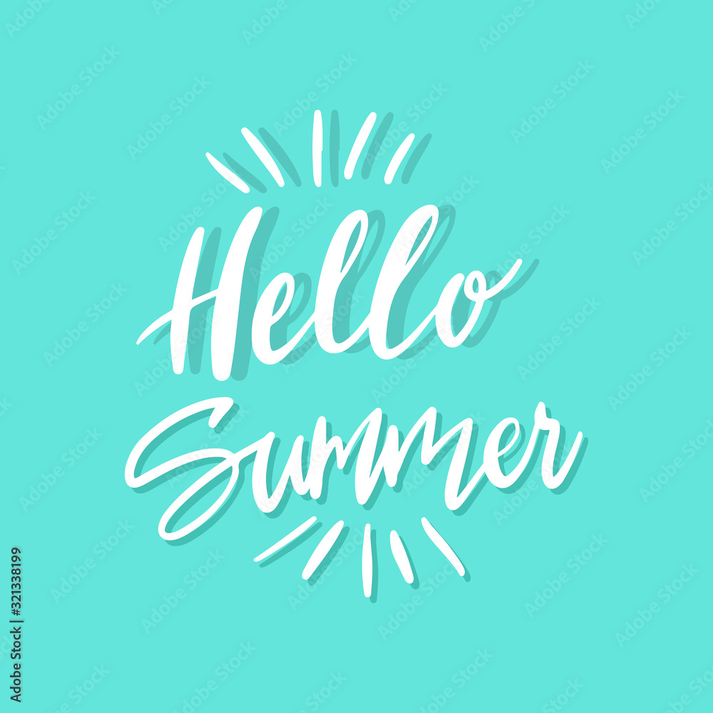Obraz premium Brush lettering composition.Phrase Hello Summer. Vector illustration.