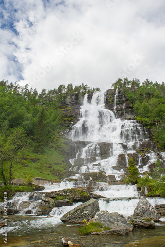 Tvindefossen waterfall in Flam Norway