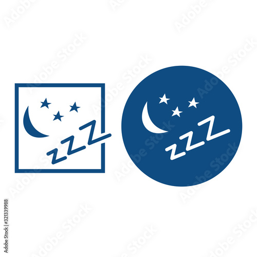 Night sleep with moon and stars. A symbol of relaxation. Two options. Vector blue icons.