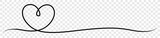 Hand drawn heart line art banner background transparent isolated 