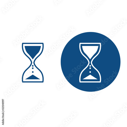 Vintage hourglass silhouette. Two options. Vector blue icons