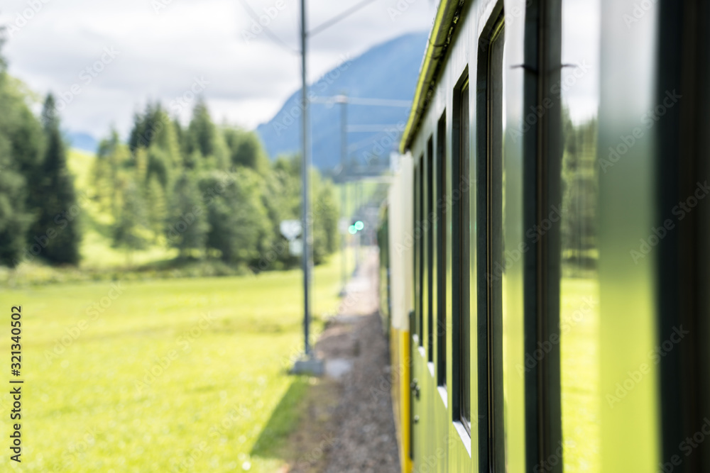 Fototapeta premium Historic steam train in Davos, Switzerland