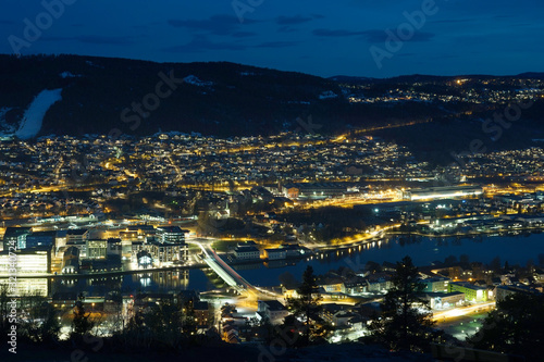 Drammen city in the night time. Norway. © oleksandr