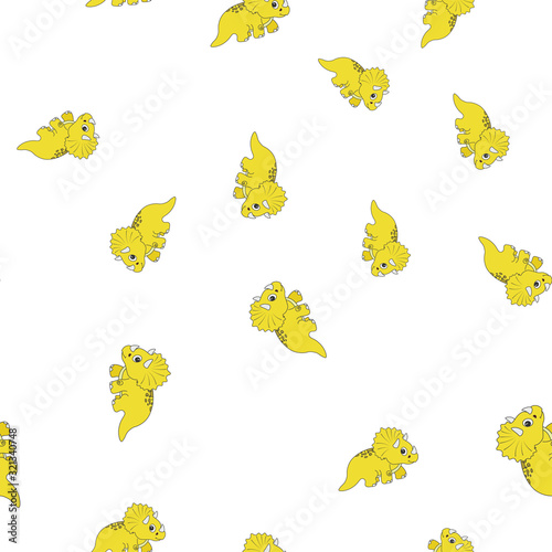 Dinosaur triceratops seamless pattern
