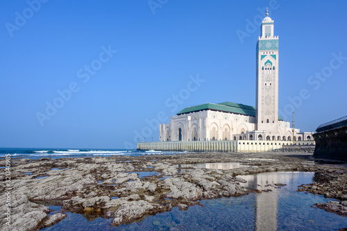 View of Hassan II Mosque with atlantic ocean -  Casablanca, Morocco