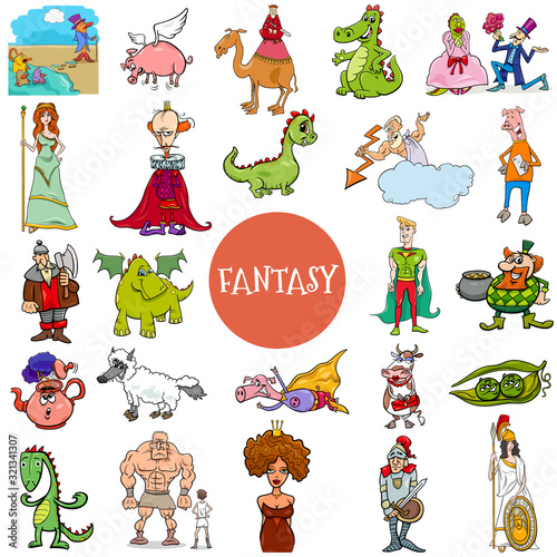 cartoon fantasy and fairy tale characters large set