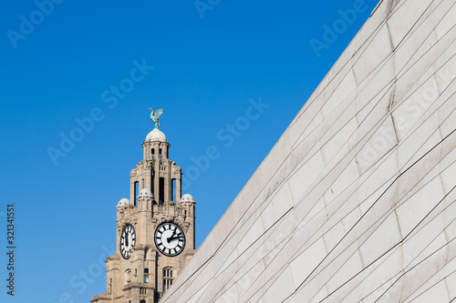 Liverbird behind a modern facade photo