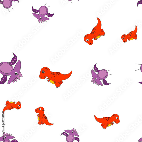 Tyrannosaur and pterodactyl seamless pattern