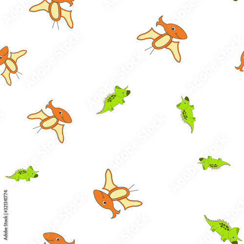 Triceratops and pterodactyl seamless pattern