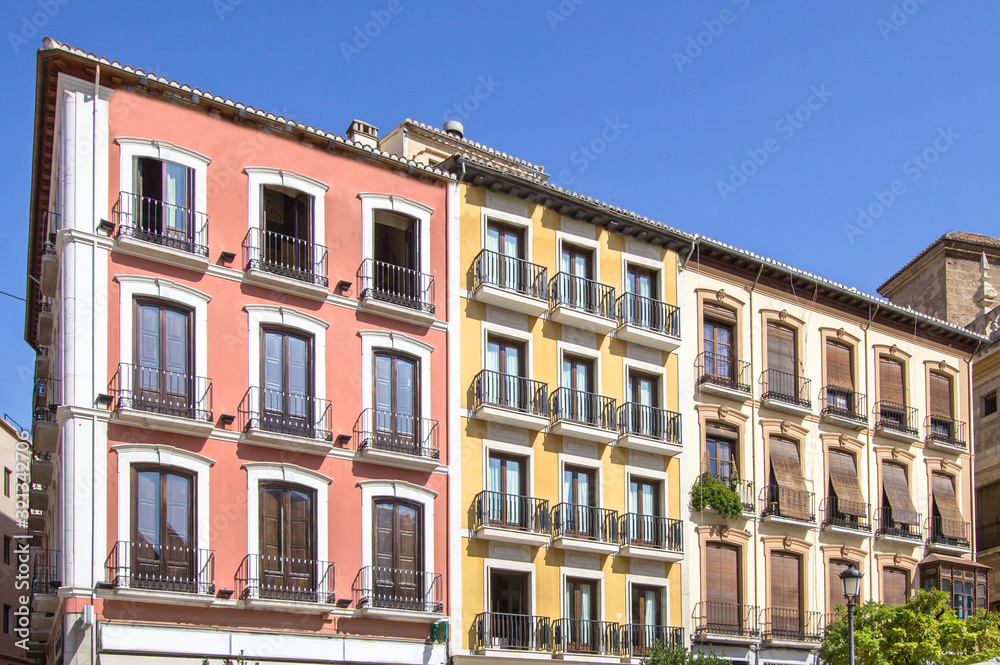 Granada old streets with historic buildings, Spain