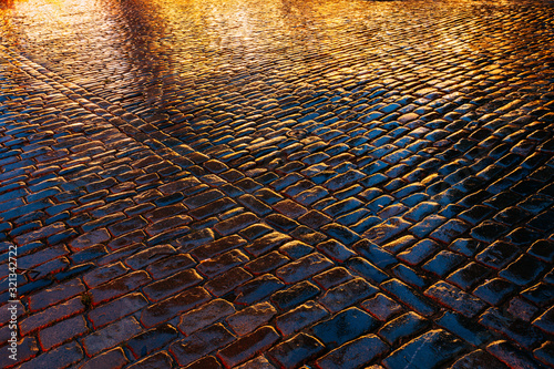 Foto Old Streets Cobblestone Abstract Background