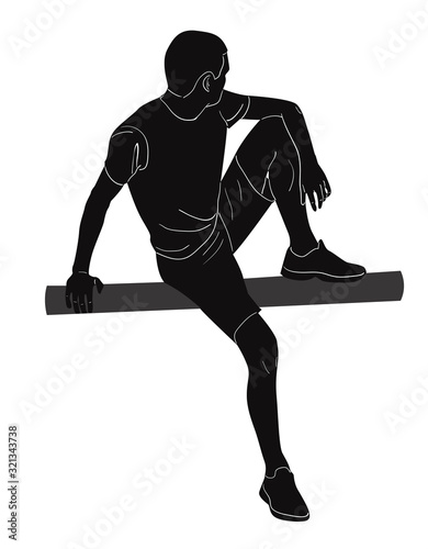 Guy sitting on a log