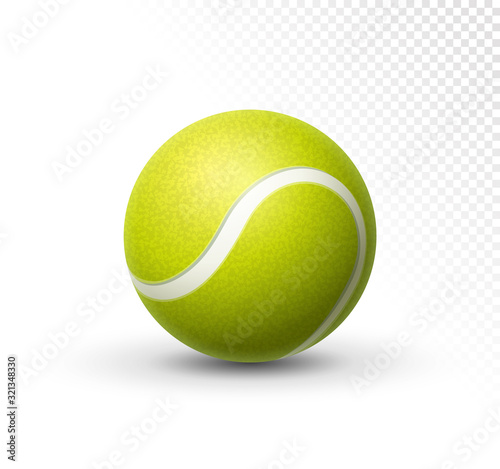 Vector tennis ball isolated on white. Green realistic tennis ball clipart design background closeup