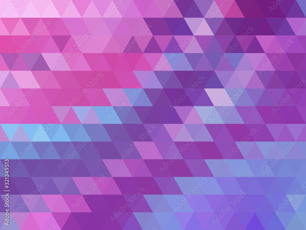 Vector abstract geometric background. Triangles of blue and pink shades.