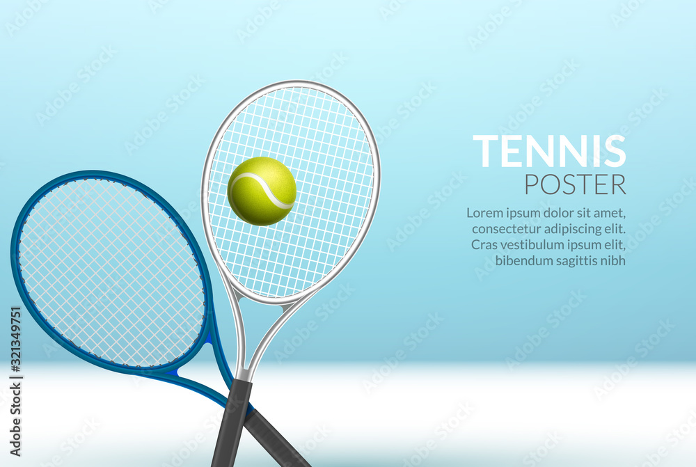 Tennis banner background. Tennis ball racket poster sport flyer design ...