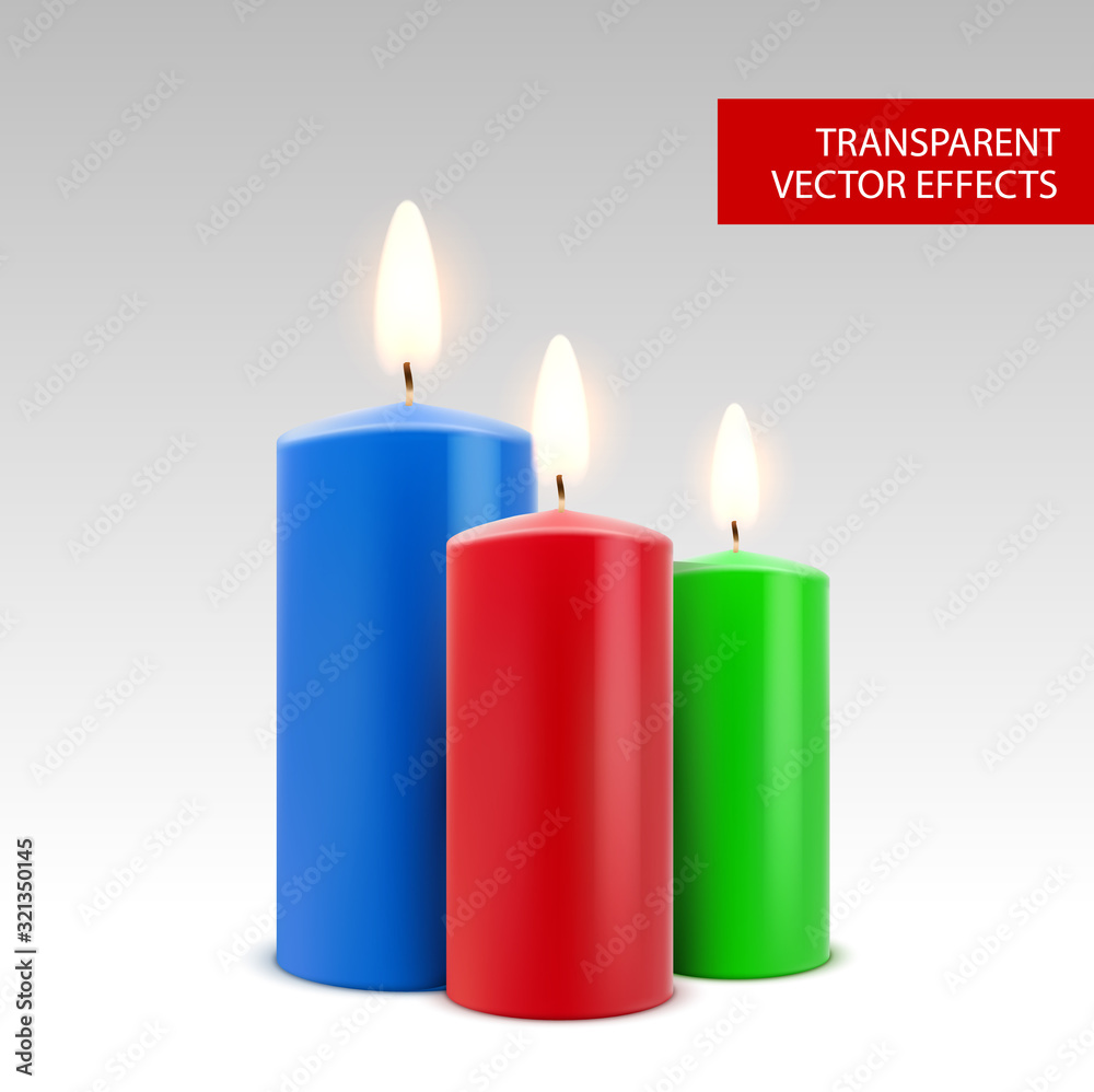 Vector candle wax isolated decoration. Candlelight flame for celebration. Glowing realistic candle light on transparent Vector candle wax isolated decoration. Candlelight flame for celebration. Glowing realistic candle light on transparent