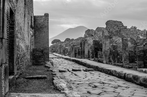 Ancient Roman City of Pompeii with Vesuvius in the Distance - Pompei, Italy