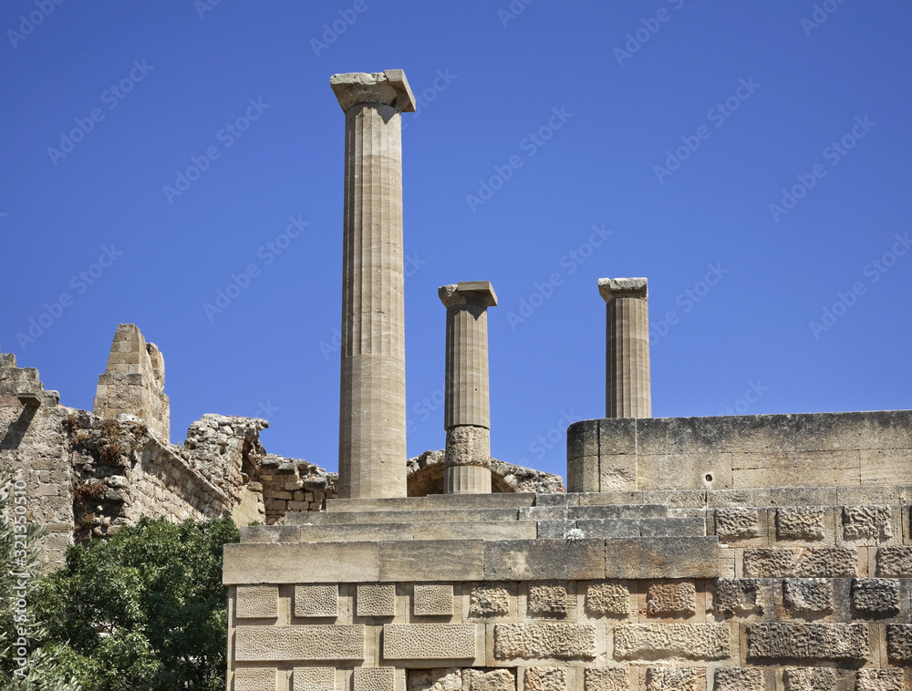 Acropolis in Lindos. Rhodes island. Greece