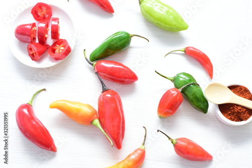 Aji variety sweet pepper in different colors