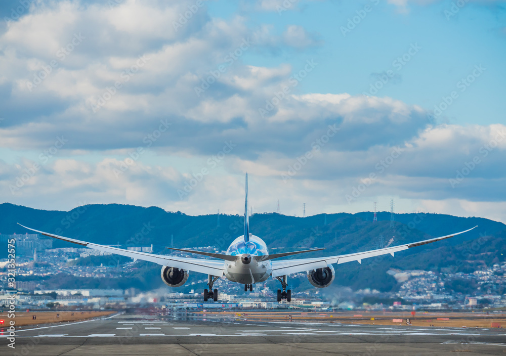 Naklejka premium airplane landing 09