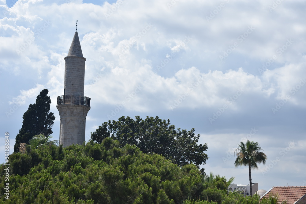 Landscape outside of Larnaca Castle on a sunny day Cyprus