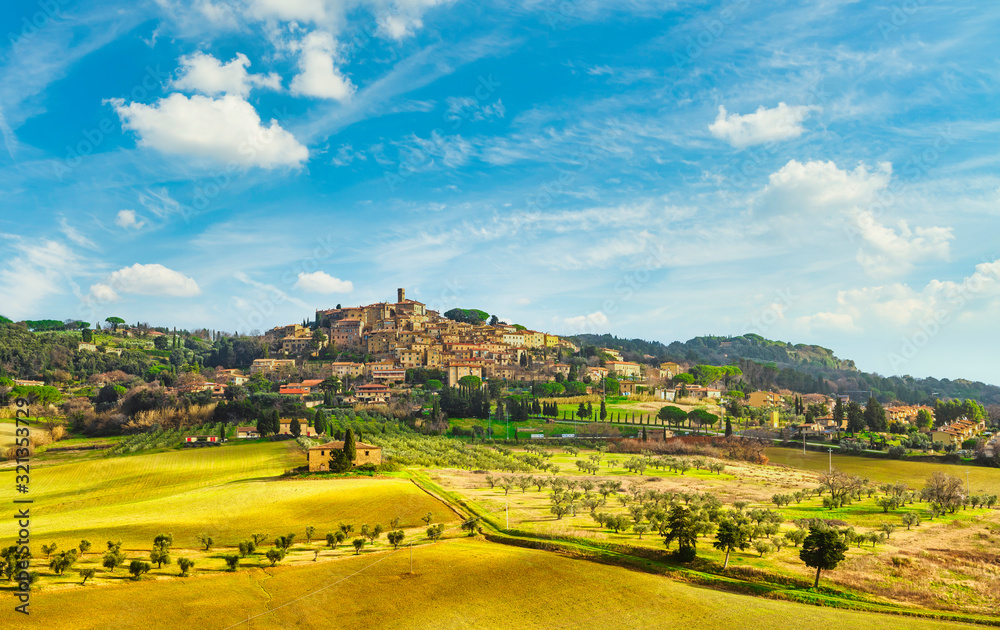 Casale Marittimo village and countryside in Maremma. Tuscany, Italy.