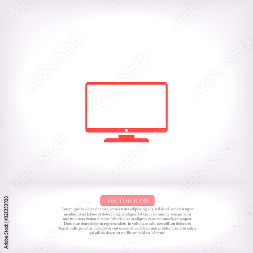 Monitor vector icon , lorem ipsum Flat design