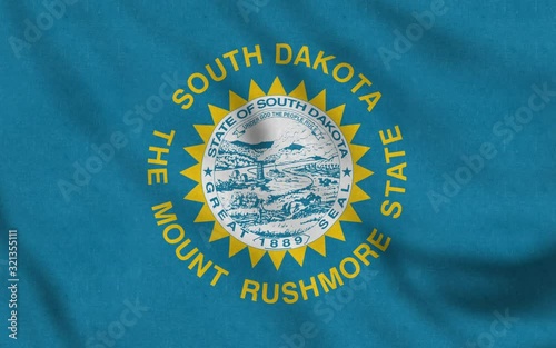 USA Flag of South Dakota gently waving in the wind seamless loop animation