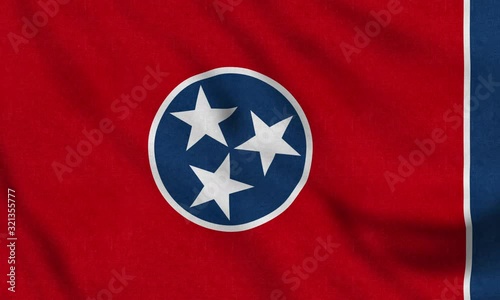 USA Flag of Tennessee gently waving in the wind seamless loop animation
