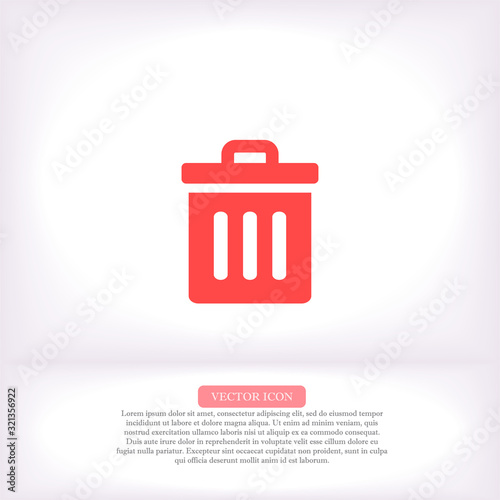 Trash vector icon , lorem ipsum Flat design
