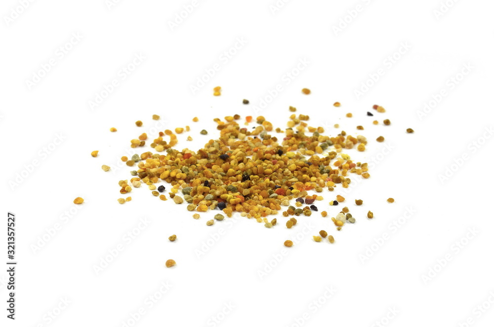 Pile of bee pollen  isolated on white.