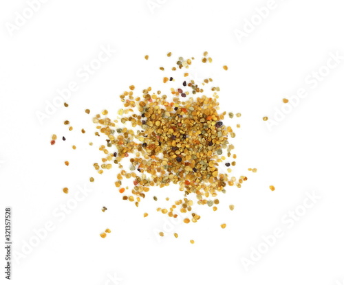 Pile of bee pollen isolated on white.