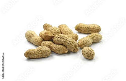 Peanuts isolated on the white background. Peanuts pod or arachis isolated on white background