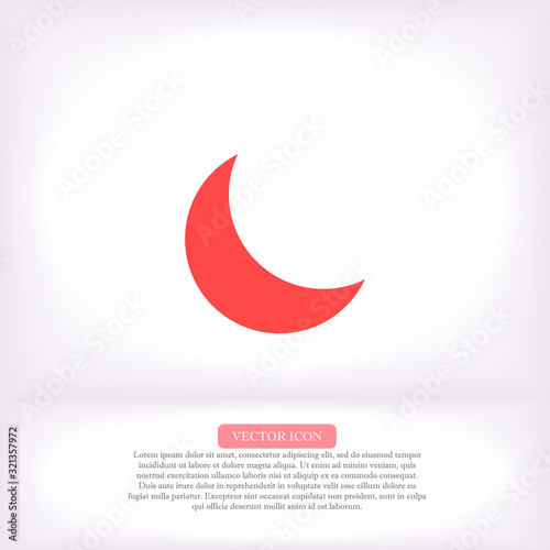 Moon vector icon , lorem ipsum Flat design