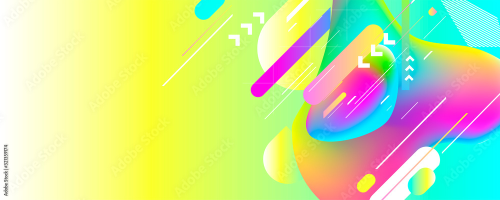 Abstract background colorful of geometric lines summer poster. Liquid shape in yellow blue colors Abstract background colorful of geometric lines summer poster. Liquid shape in yellow blue colors
